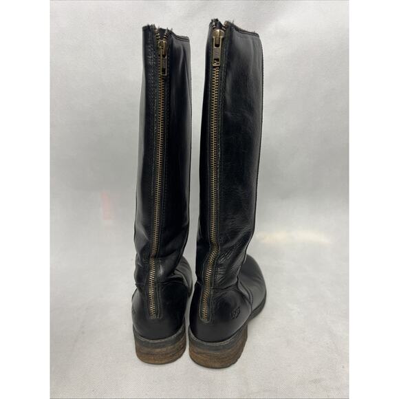 Ugg Riding Boots Black Leather Tall Riding Seldom 1006038 Women’s Size 7 - Picture 6 of 9